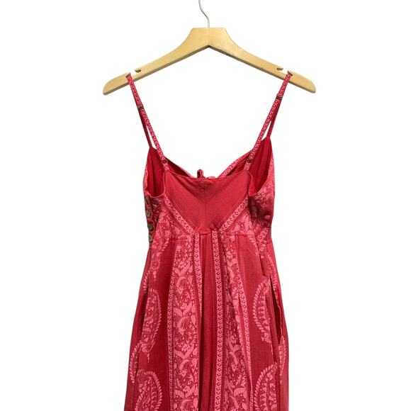 Free People Feel The Sun Cut-Out Boho Jumpsuit in Red size 2 - Picture 4 of 7